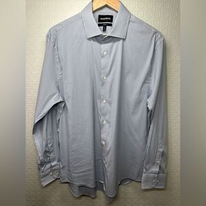 Bonobos Stretch Tailored Fit Button Up Shirt Long Sleeve Blue Plaid Mens 17 35